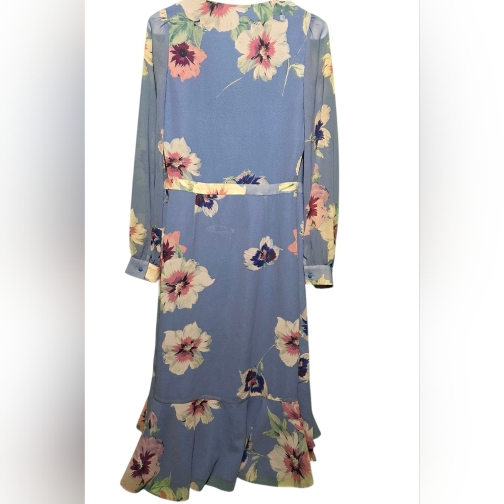 Yumi Kim Anthropologie Blue Floral Long Sleeve Dress Size Small VGUC PTP 18 - Picture 3 of 5